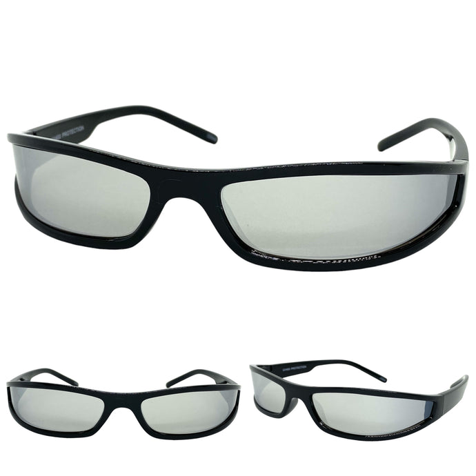 Space Futuristic Robotic Biker Hardcore Party SUNGLASSES Thin Black Frame 80733