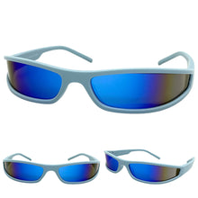 Space Futuristic Robotic Biker Hardcore Party SUNGLASSES Thin Blue Frame 80733