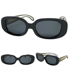 Classy Elegant Modern Retro Style SUNGLASSES Oval Black & Gray Frame 80762