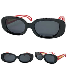 Classy Elegant Modern Retro Style SUNGLASSES Oval Black & Red Frame 80762