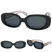 Classy Elegant Modern Retro Style SUNGLASSES Oval Black & Purple Frame 80762