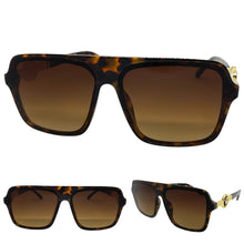 Classy Elegant Luxury Designer Style SUNGLASSES Tortoise Frame with Gold Medallion 4065