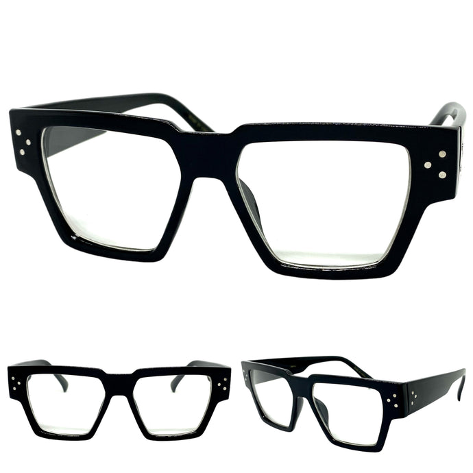 Classic Vintage Retro Style Clear Lens EYEGLASSES Thick Black Frame 540763