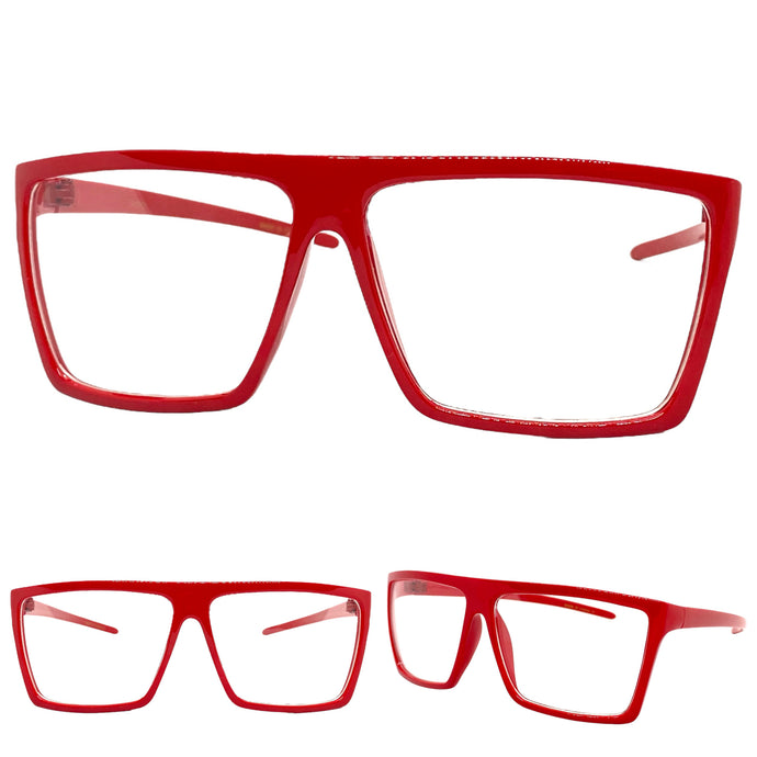 Classy Modern Contemporary Style Clear Lens EYEGLASSES Sleek Red Frame 540753