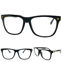 Classic Vintage Retro Style Clear Lens EYEGLASSES Black Frame Gold Cross 1368