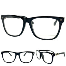 Classic Vintage Retro Style Clear Lens EYEGLASSES Black Frame Silver Cross 1368