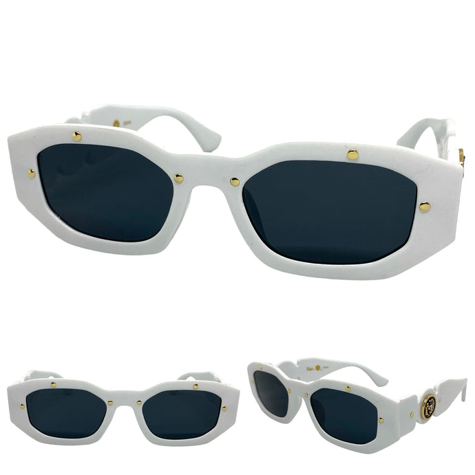 Classic Vintage Retro Hardcore Designer Hip Hop Style SUNGLASSES White Frame 4111