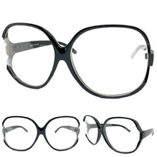 Oversized Vintage Retro Style Clear Lens EYEGLASSES X-Large Black Frame 80781