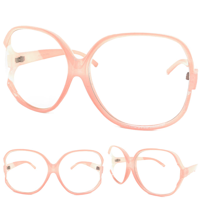 Oversized Vintage Retro Style Clear Lens EYEGLASSES X-Large Orange Frame 80781