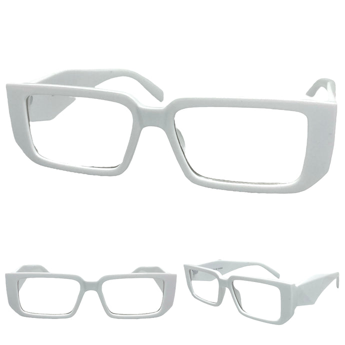 Classy Modern Contemporary Style Clear Lens EYEGLASSES Thick White Frame 81254