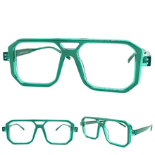 Classic Vintage Retro Aviarot Style Clear Lens EYEGLASSES Square Green Frame 81182