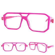 Classic Vintage Retro Aviarot Style Clear Lens EYEGLASSES Square Pink Frame 81182