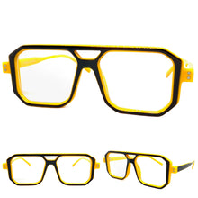 Classic Vintage Retro Aviarot Style Clear Lens EYEGLASSES Square Yellow Frame 81182