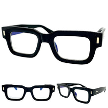 Classic Vintage Retro Style Blue Light Blocking Computer EYEGLASSES Thick Square Black Frame 80844