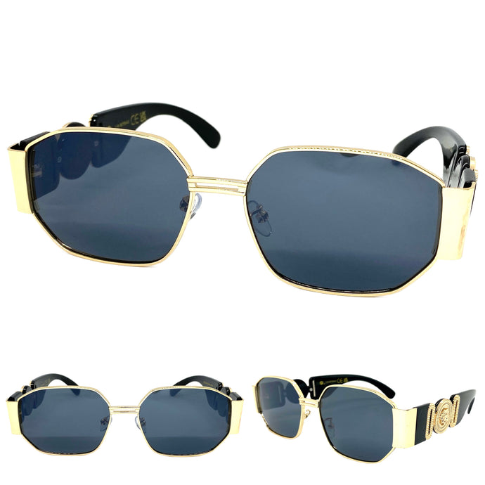 Classic Vintage Retro Hardcore Hip Hop Rapper Style SUNGLASSES Gold Frame 7844