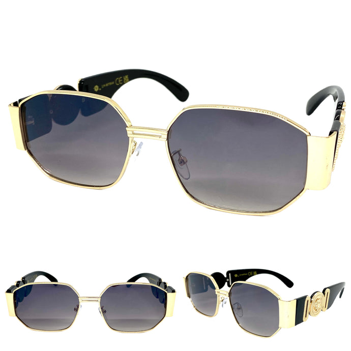 Classic Vintage Retro Hardcore Hip Hop Rapper Style SUNGLASSES Gold Frame 7844