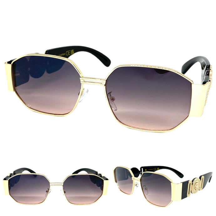 Classic Vintage Retro Hardcore Hip Hop Rapper Style SUNGLASSES Gold Frame 7844