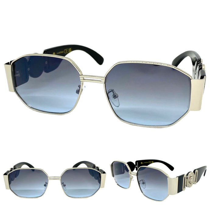 Classic Vintage Retro Hardcore Hip Hop Rapper Style SUNGLASSES Silver Frame 7844