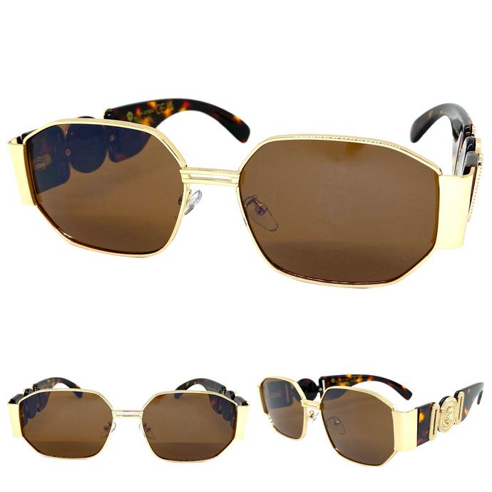 Classic Vintage Retro Hardcore Hip Hop Rapper Style SUNGLASSES Gold Frame 7844