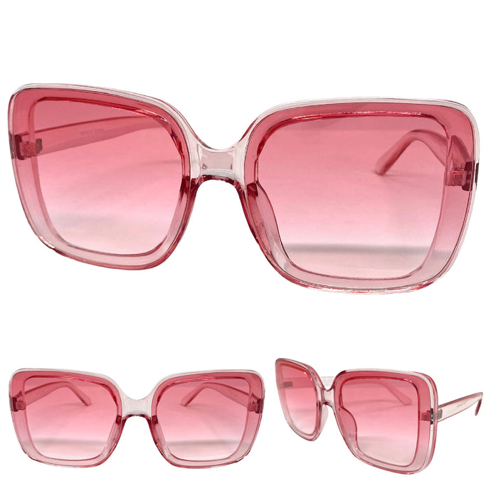 Oversized Vintage Retro Style SUNGLASSES X-Large Huge Square Pink Frame 5616