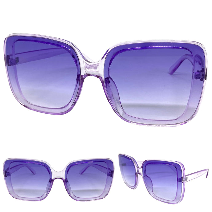Oversized Vintage Retro Style SUNGLASSES X-Large Huge Square Purple Frame 5616
