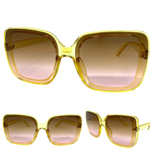 Oversized Vintage Retro Style SUNGLASSES X-Large Huge Square Yellow Frame 5616