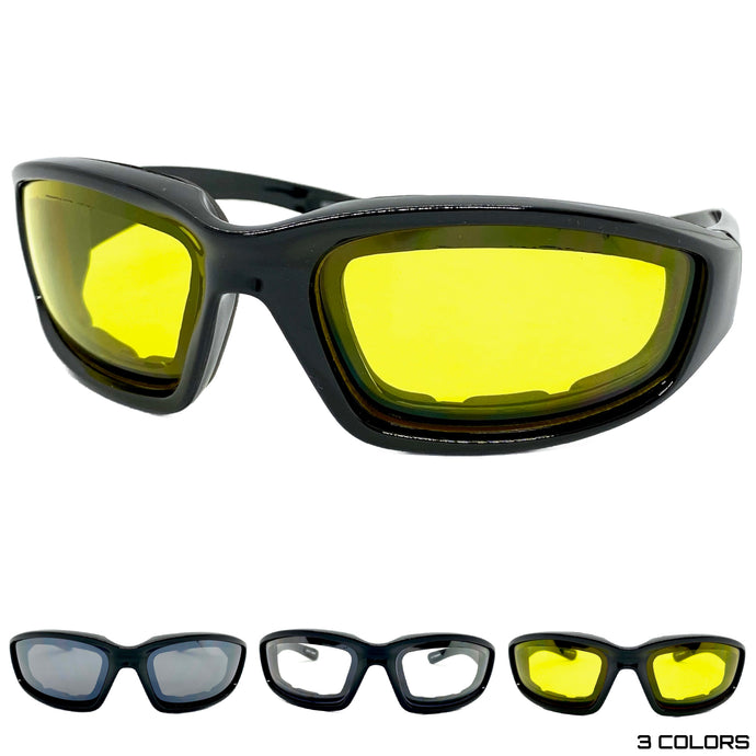 Motorcycle Biker Day or Night Riding PADDED SUNGLASSES Safety Eyewear 6277