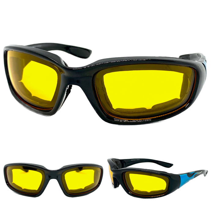 Motorcycle Biker Day or Night Riding PADDED SUNGLASSES Safety Eyewear 6327