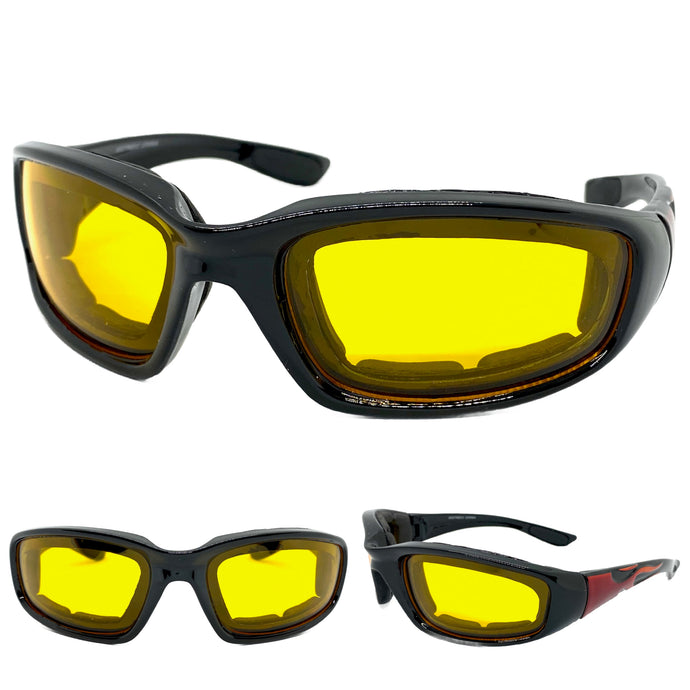 Motorcycle Biker Day or Night Riding PADDED SUNGLASSES Safety Eyewear 6327