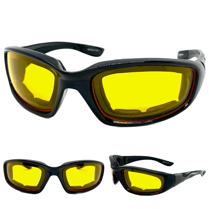 Motorcycle Biker Day or Night Riding PADDED SUNGLASSES Safety Eyewear 6327