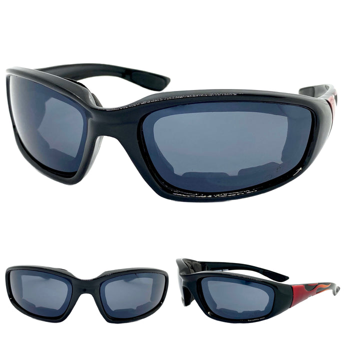 Motorcycle Biker Day or Night Riding PADDED SUNGLASSES Safety Eyewear 6327