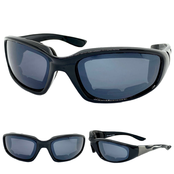 Motorcycle Biker Day or Night Riding PADDED SUNGLASSES Safety Eyewear 6327