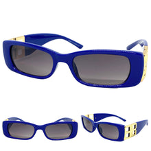 Classic Elegant Vintage Retro Style SUNGLASSES Thick Square Blue Frame E2105