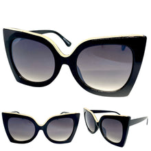 Oversized Exaggerated Vintage Retro Cat Eye Style SUNGLASSES Large Black Frame E1271