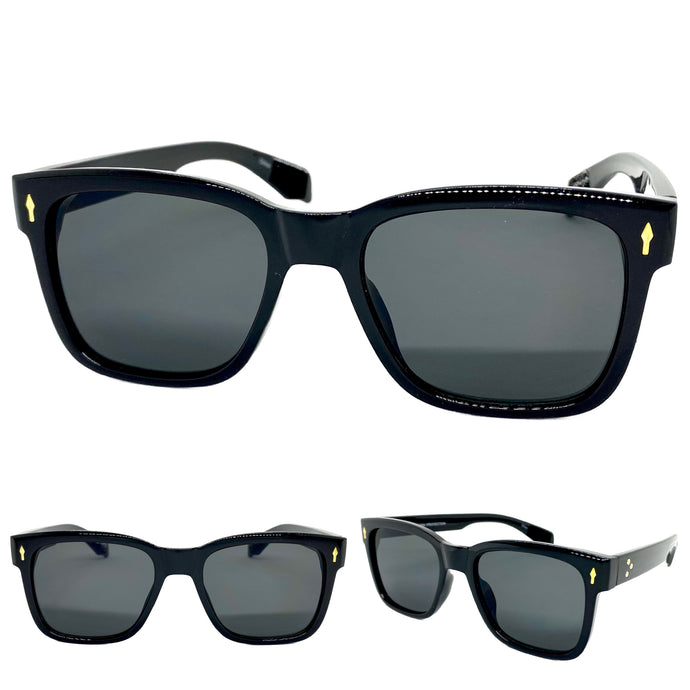 Classic Hardcore Vintage Retro Style SUNGLASSES Black Frame Dark Lens 80282