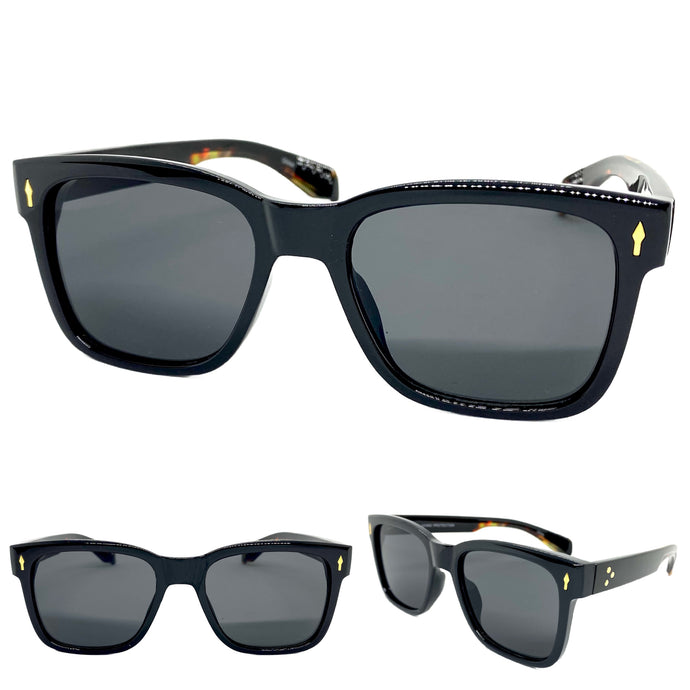 Classic Hardcore Vintage Retro Style SUNGLASSES Black Frame Dark Lens 80282