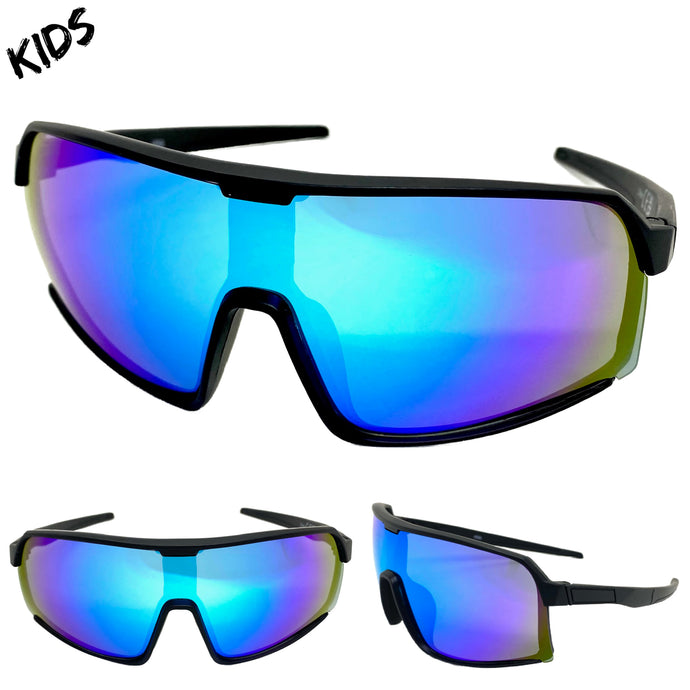 Kids Boys or Girls Retro Sporty Baseball Cycling Wrap Around Style SUNGLASSES Ages 6-13