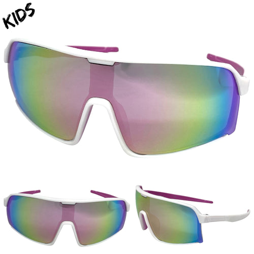 Kids Boys or Girls Retro Sporty Baseball Cycling Wrap Around Style SUNGLASSES Ages 6-13