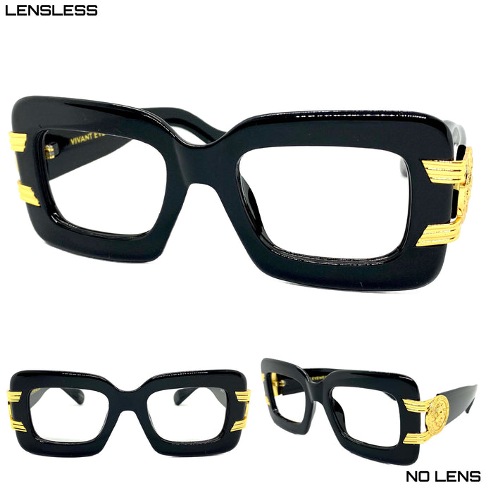 Classic Vintage Retro Hardcore Hip Hop Style Thick Black Lensless Eye Glasses- Frame Only NO Lens 6064