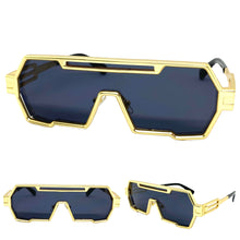 Contemporary Modern Futuristic Style SUNGLASSES Sleek Gold Frame 2267