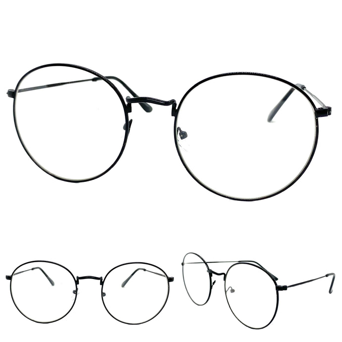 Exaggerated Vintage Retro Style Clear Lens EYEGLASSES Large Oval Black Frame 6833