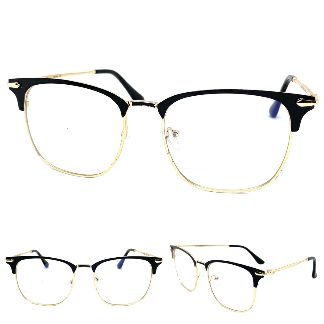 Classic Vintage Retro Style Clear Lens EYEGLASSES Square Gold Frame IT111