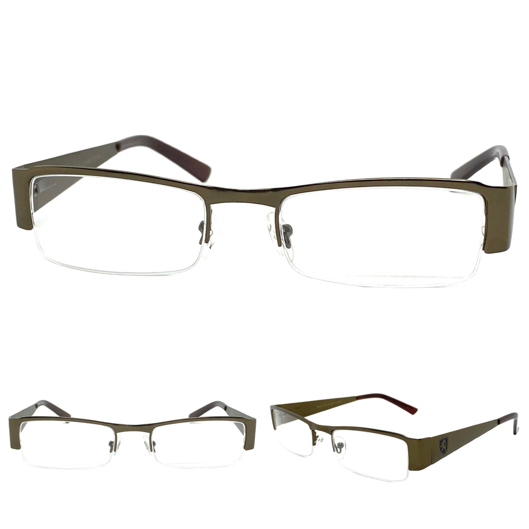 Classy Contemporary Modern Style Clear Lens EYEGLASSES Bronze Fashion Frame 1214