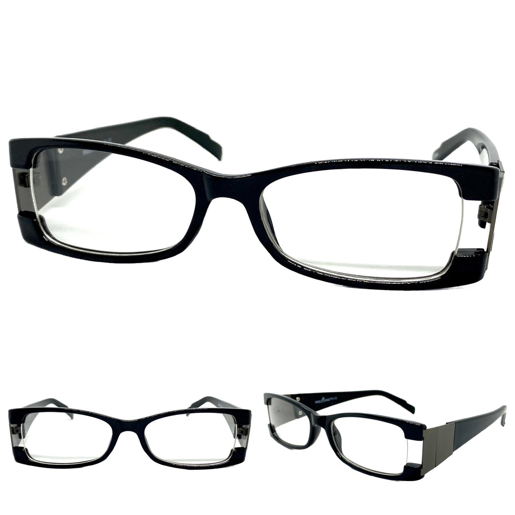 Classy Contemporary Modern Style Clear Lens EYEGLASSES Black Fashion Frame 1441