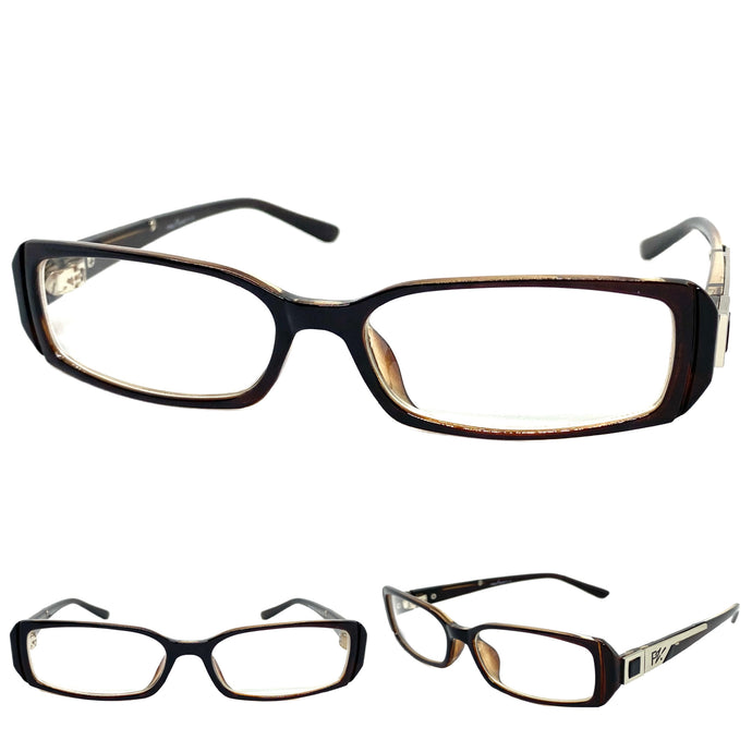 Classy Contemporary Modern Style Clear Lens EYEGLASSES Brown Fashion Frame 4048