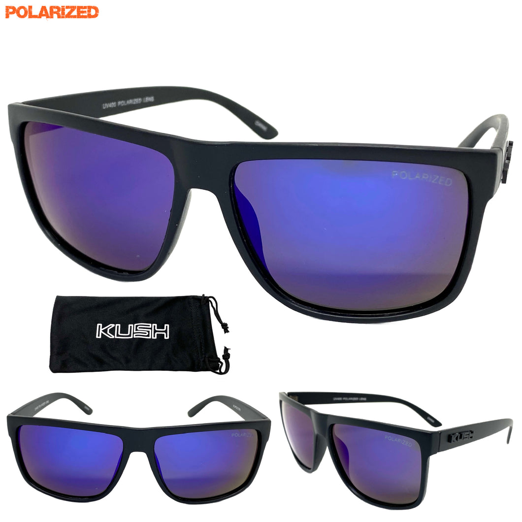 Classic Biker Gangster Hardcore KUSH SUNGLASSES Blue Polarized Lens POL013