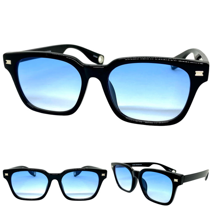 Classic Hardcore Vintage Retro Style SUNGLASSES Black Frame Blue Lens 80814