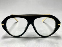 Oversized Classic Vintage Retro Style Clear Lens EYEGLASSES Large Matte Black & Gold Frame 27009
