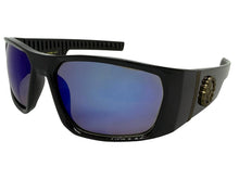 Classic Hardcore Gangster Biker Style Choppers SUNGLASSES Thick Black Frame - Blue Lens 6786