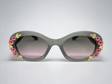 Classic Elegant Vintage Retro Style SUNGLASSES Thick Matte Gray Oval Floral Frame 17008